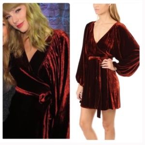 NWT A.L.C Carlo Velvet Cognac Wrap Dress size 14